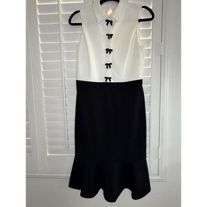 Karl Lagerfeld Paris Black & White Bow-Front Sleeveless Dress - 4